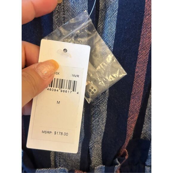 NWT Splendid Linen Blend Wide-leg Jumpsuit Sz M Striped sleeveless stretch waist - Picture 5 of 13